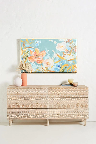 Shop Anthropologie Handcarved Delhi Six-drawer Dresser By  In Beige Size L