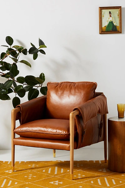 Shop Anthropologie Havana Leather Chair In Brown