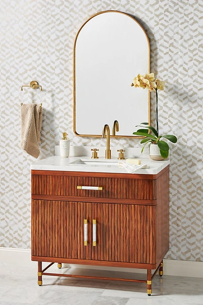 Shop Anthropologie Deluxe Tamboured Single Bathroom Vanity In Brown