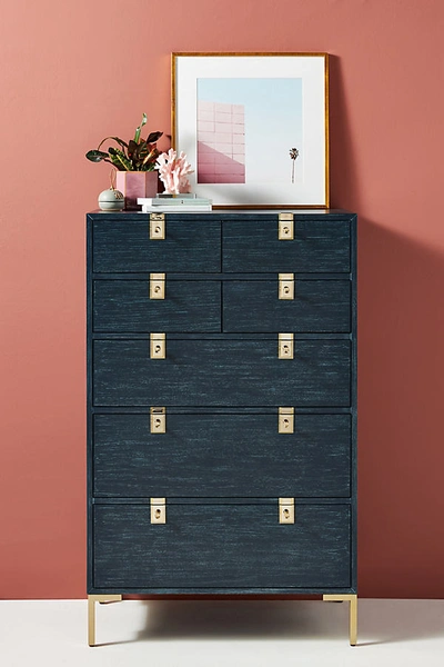 Shop Anthropologie Ingram Seven-drawer Dresser In Blue