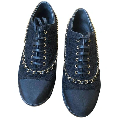 Pre-owned Chanel Black Tweed Lace Ups