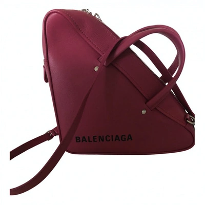 Pre-owned Balenciaga Triangle Leather Clutch Bag In Pink