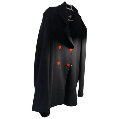 Pre-owned Moschino Wool Coat In Navy