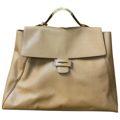 Pre-owned Myriam Schaefer Leather Handbag In Beige