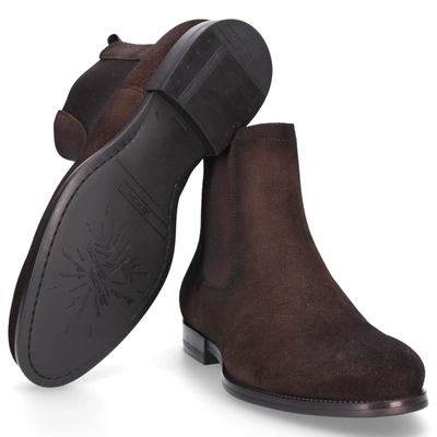 Shop Santoni Chelsea Boots 13414 In Brown