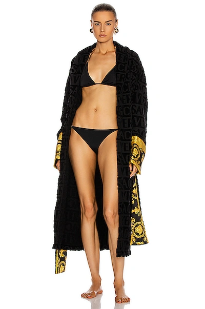 Shop Versace Barocco Bathrobe In Black