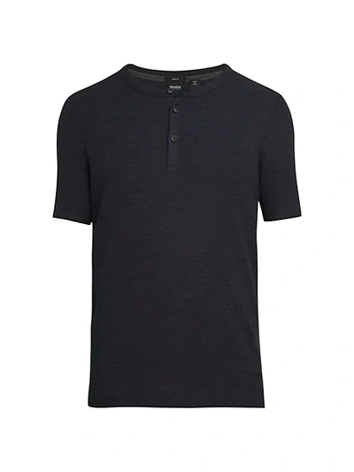 Shop Hugo Boss Trixer Henley Cotton T-shirt