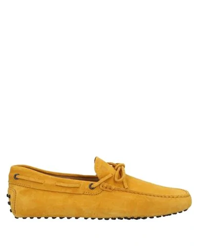 Shop Tod's Man Loafers Ocher Size 8.5 Leather In Yellow