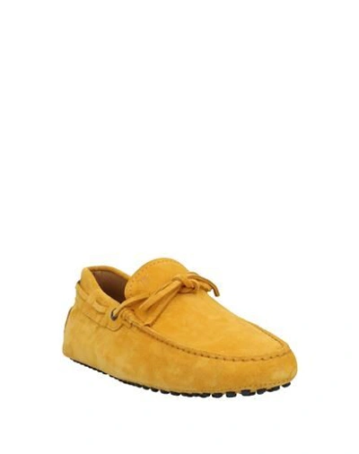 Shop Tod's Man Loafers Ocher Size 9 Leather In Yellow