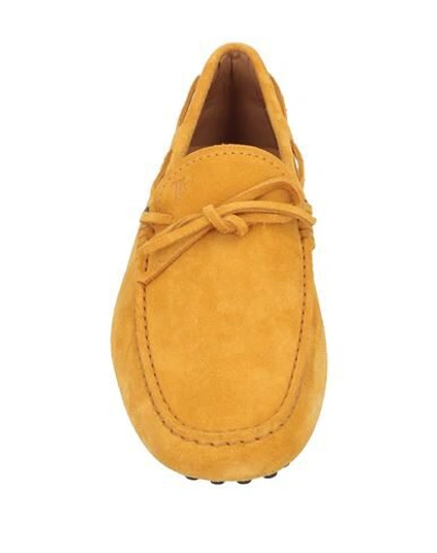 Shop Tod's Man Loafers Ocher Size 9 Leather In Yellow