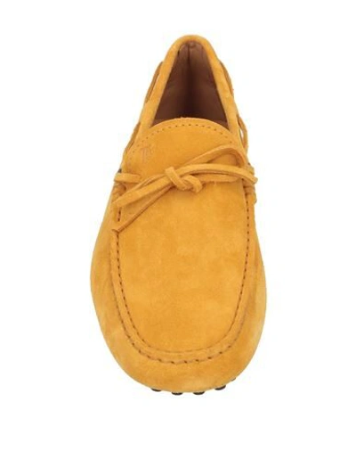 Shop Tod's Man Loafers Ocher Size 8.5 Leather In Yellow