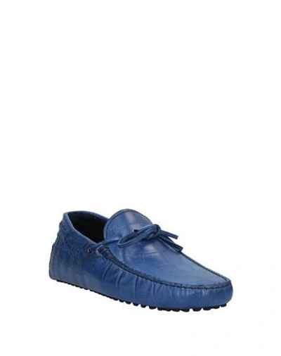 Shop Tod's Man Loafers Blue Size 8 Soft Leather
