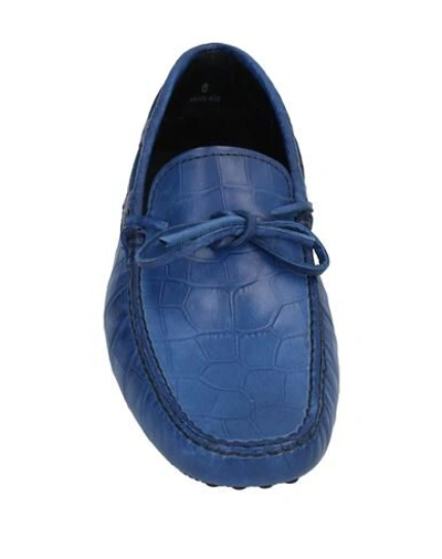 Shop Tod's Man Loafers Blue Size 8 Soft Leather