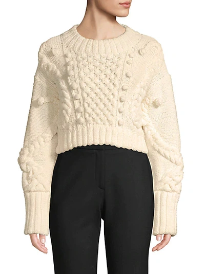 Shop Oscar De La Renta Cable-knit Merino Wool Blend Sweater