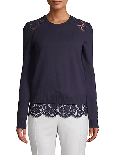 Shop Valentino Lace Wool Blend Sweater