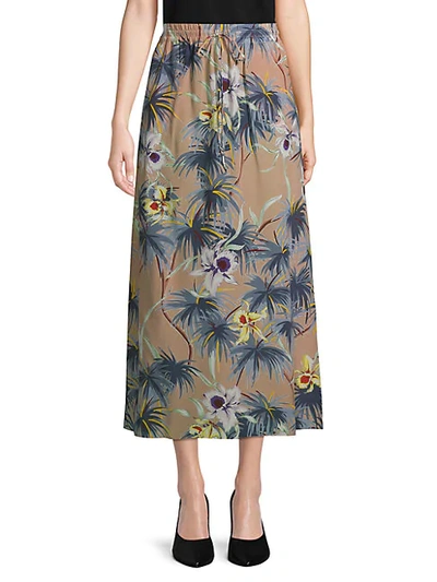 Shop Valentino Hawaiian Couture Silk Skirt