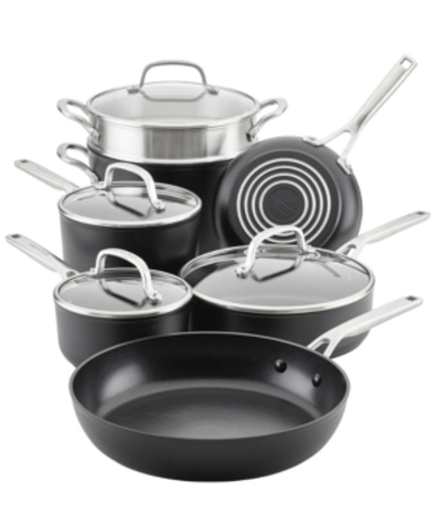 Shop Kitchenaid Hard-anodized Aluminum Nonstick 11-pc. Cookware Set In Matte Black