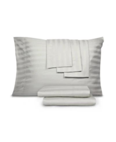 Shop Aq Textiles 800 Thread Count Cotton Blend Cool Comfort Stripe King 6-pc. Sheet Set Bedding In Light Grey