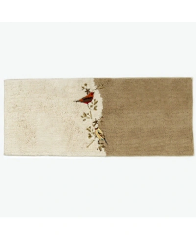 Shop Avanti Gilded Birds Embellished Cotton Bath Rug, 24" X 60" In Ivory