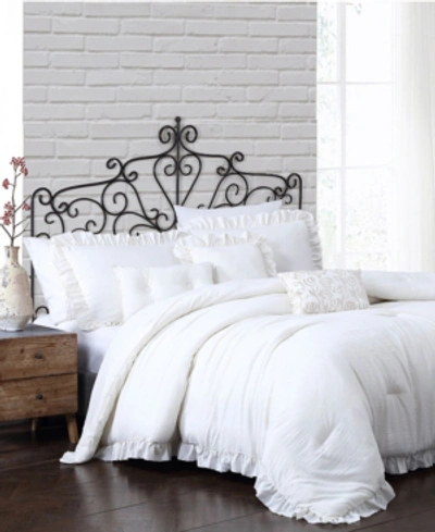 Shop Montage Home Davina Enzyme Ruffled 6 Piece Comforter Set, Queen Bedding In Ivory