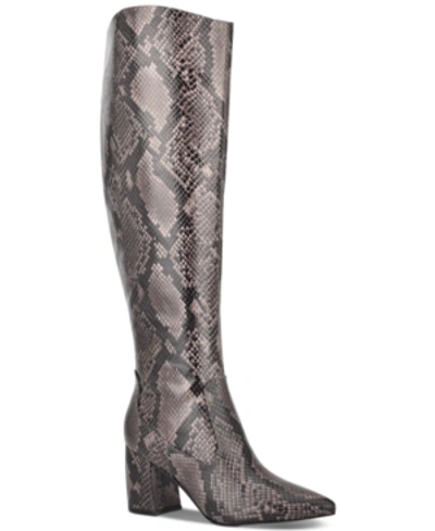 Shop Marc Fisher Retie Knee-high Boots Women's Shoes In Black Snake Multi