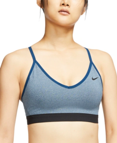 Shop Nike Women's Indy Light-support Compression Sports Bra In Valerian Blue/black