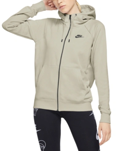 Shop Nike Women's Sportswear Essential Fleece Zip Hoodie In Light Bone/black