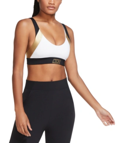 Nike Metallic Sports Bra White/black/metallic Gold | ModeSens