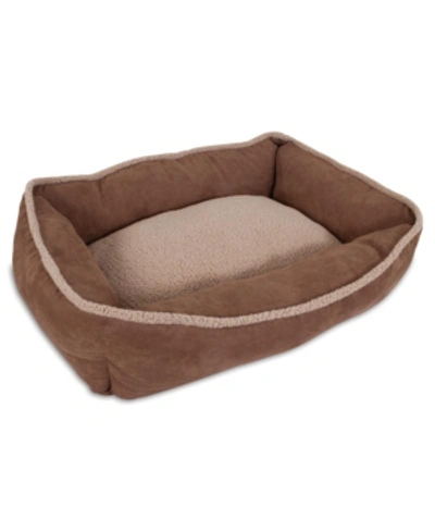 Shop Aspen Pet 35 X 27 Shearling Rectangular Lounger Dog Bed In Dark Tan