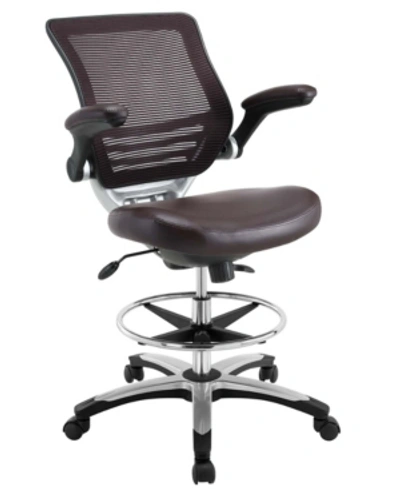 Shop Modway Edge Drafting Chair In Brown