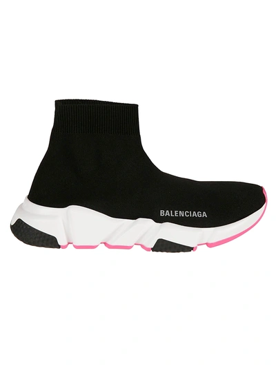 Shop Balenciaga Logo Sock Sneakers In Black/pink