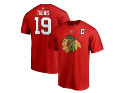 Shop Majestic Chicago Blackhawks Jonathan Toews Men's Authentic Stack Name & Number T-shirt In Red