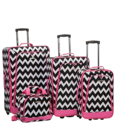 Shop Rockland 4-pc. Softside Luggage Set In Chevron With Pink Trim