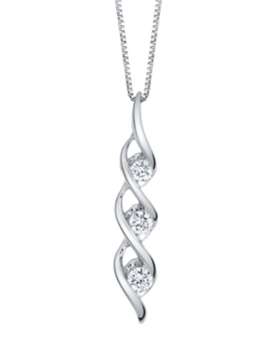 Shop Sirena Diamond (1/4 Ct. T.w.) Modern Three Stone Pendant In 14k White Gold
