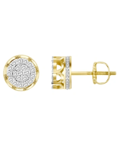 Shop Macy's Men's Diamond (1-1/2 Ct.t.w.) Earring Set In 10k Yellow Gold