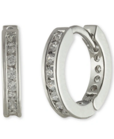 Shop Givenchy Pave Small Huggie Hoop Earrings, .4" In Silver