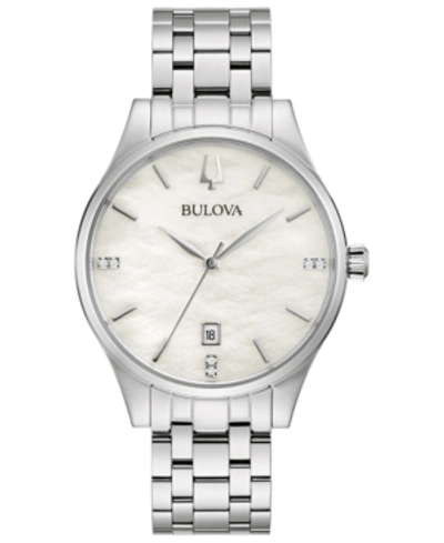 Shop Bulova Women's Classic Diamond-accent Stainless Steel Bracelet Watch 36mm