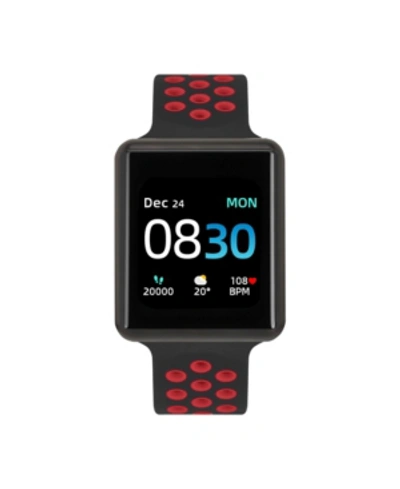 Shop Itouch Air 3 Unisex Touchscreen Smartwatch Fitness Tracker: Black Case With Black/red Perforated Strap 44mm In Black, Red