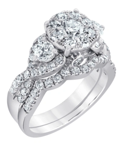 Shop Macy's Diamond Bridal Set Ring (2 Ct. T.w.) In 14k White Gold