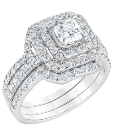 Shop Macy's Diamond Bridal Ring Set (2 Ct. T.w.) In 14k White Gold