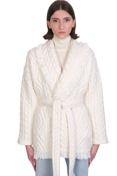 Shop Alanui Cardigan In White Wool