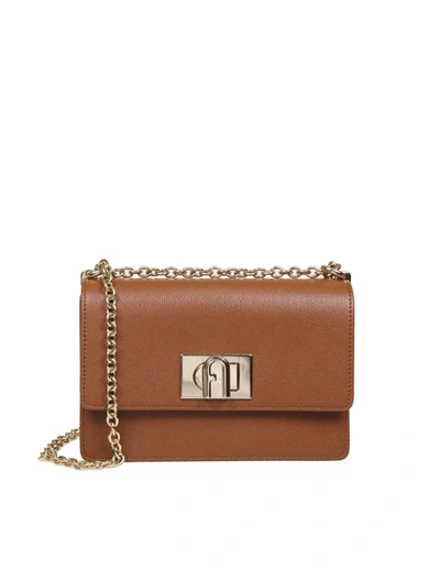 Shop Furla 1927 Mini Shoulder Bag In Leather In Cognac
