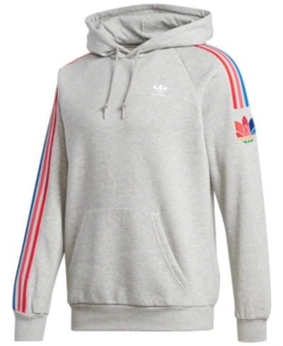 Shop Adidas Originals Men's 3d Trefoil Pullover Hoodie In Medium Grey Heather