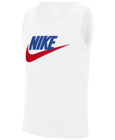 Shop Nike Men's Sportswear Logo Tank Top In White/unvr
