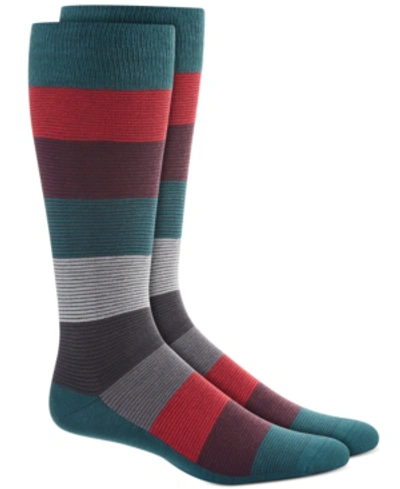 Shop Alfani Men's Ombre Textured Striped Socks, Created For Macy's In Green