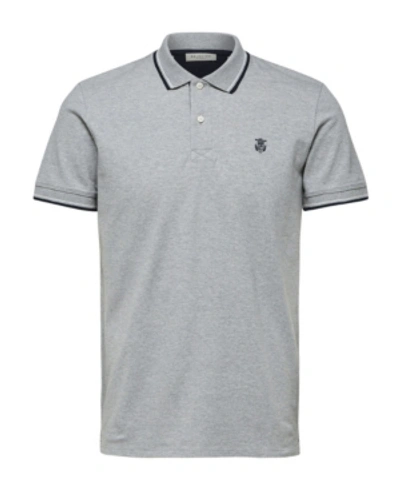 Shop Selected Homme Men's Short Sleeve Polo Shirt In Medium Gray