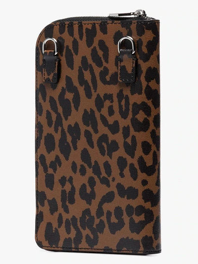 Shop Ganni Browns Leopard Print Zip-around Wallet