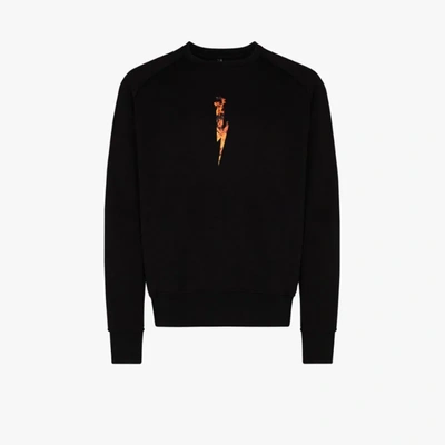 Shop Neil Barrett Flames Logo Print Sweatshirt In Black