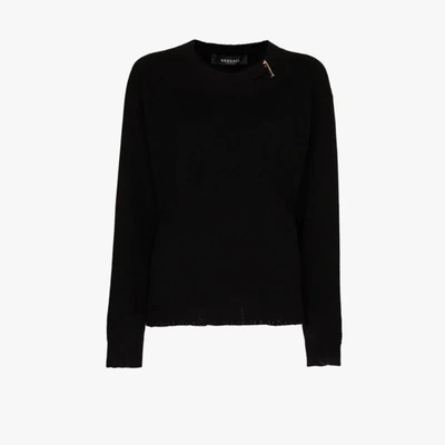 Shop Versace Medusa Safety Pin Cashmere Sweater In Black
