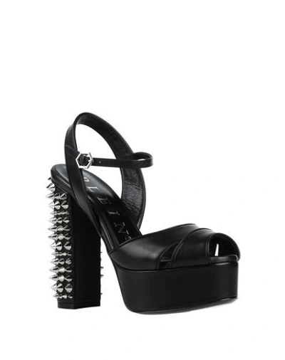 Shop Philipp Plein Woman Sandals Black Size 8 Soft Leather